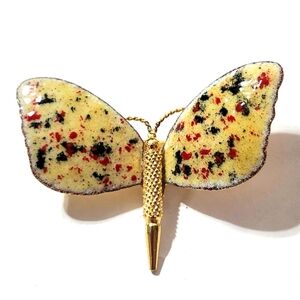 Vtg Mid Century Enamel Expressionist  Butterfly Pin Brooch